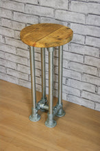 Load image into Gallery viewer, Round Reclaimed Rustic Scaffold Board &amp; Tube Industrial Look Stool \ Bar Stool
