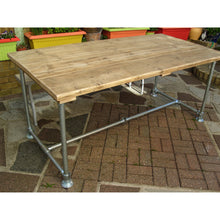 Load image into Gallery viewer, Scaffold Tube Rustic Table made from Reclaimed Scaffold Boards &amp; Steel Tube
