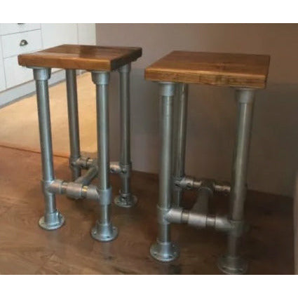 Reclaimed Rustic Scaffold Board & Tube Industrial Look Stool \ Bar Stool