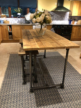 Load image into Gallery viewer, Scaffold Tube Rustic Counter / Bar Height Table made from Reclaimed Scaffold Boards &amp; Steel Tube
