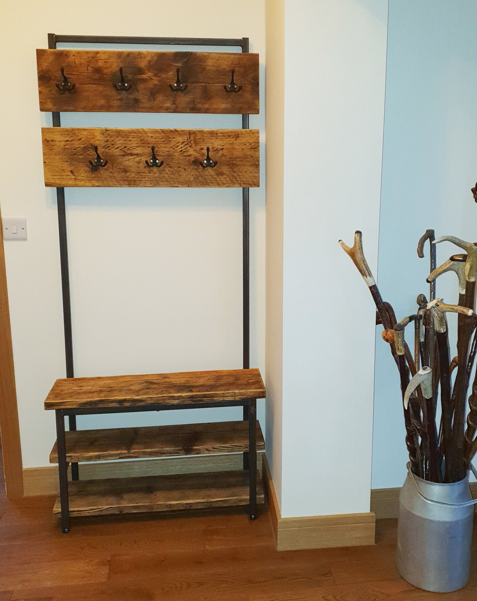 Reclaimed wood hallway bench / shoe storage / shoe bench / shoe