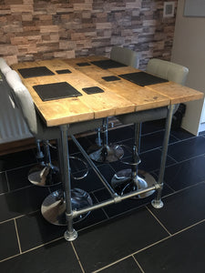Scaffold Tube Rustic Counter / Bar Height Table made from Reclaimed Scaffold Boards & Steel Tube